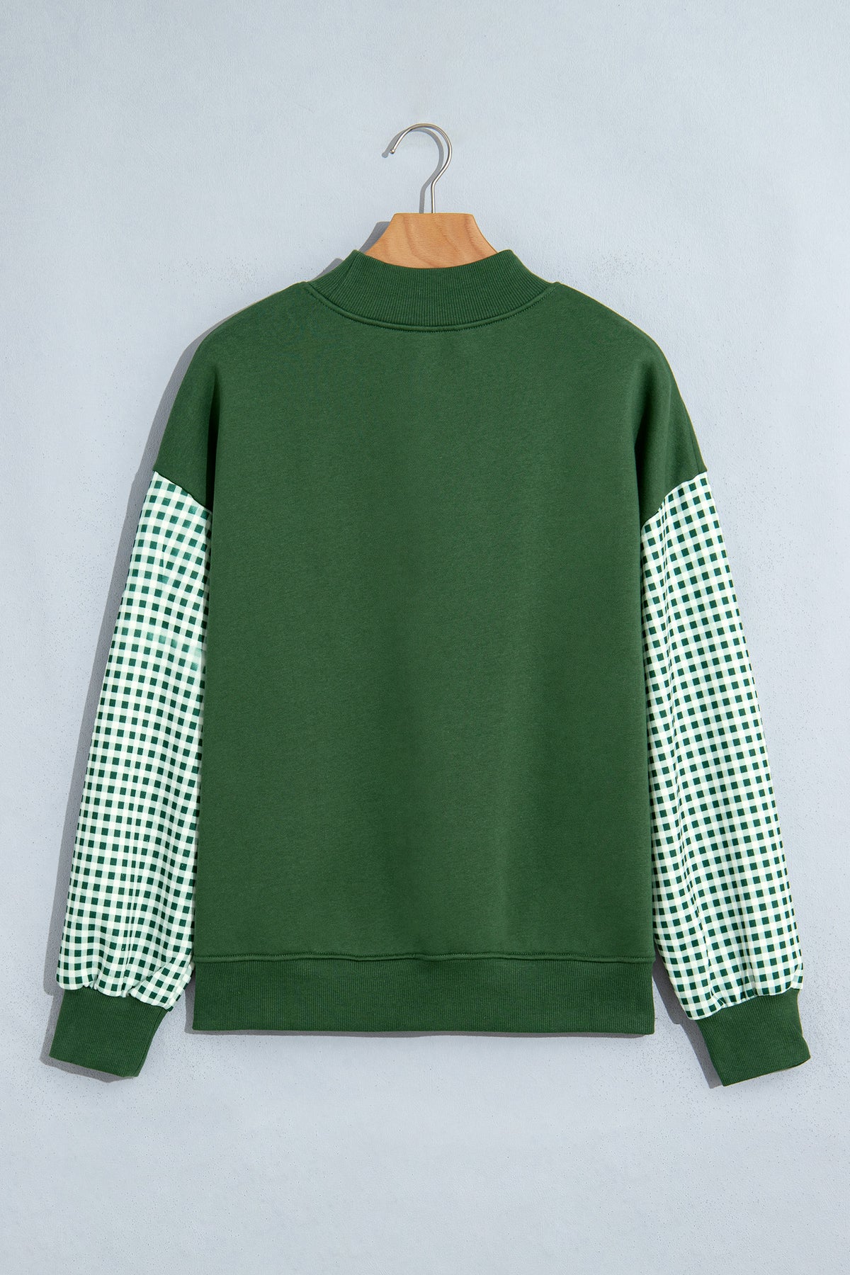 Plaid Sleeve Colorblock Tunic Sweatshirt
