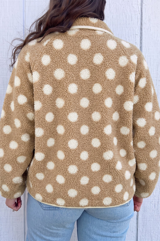 Khaki Polka Dot Faux Fur Jacket
