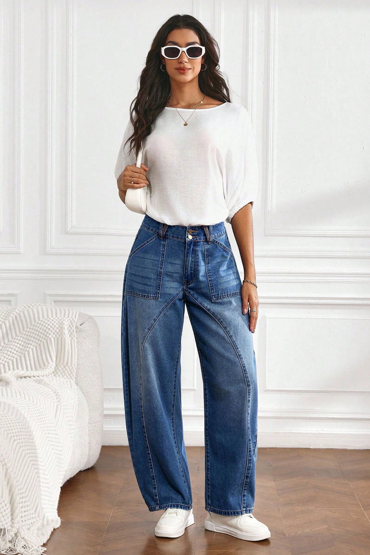 Ashleigh High-Waist Curved-Seam Ankle Jeans