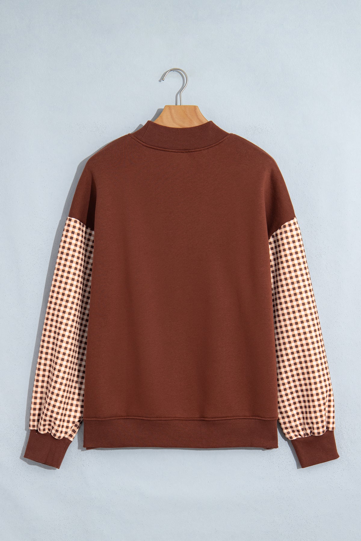 Plaid Sleeve Colorblock Tunic Sweatshirt