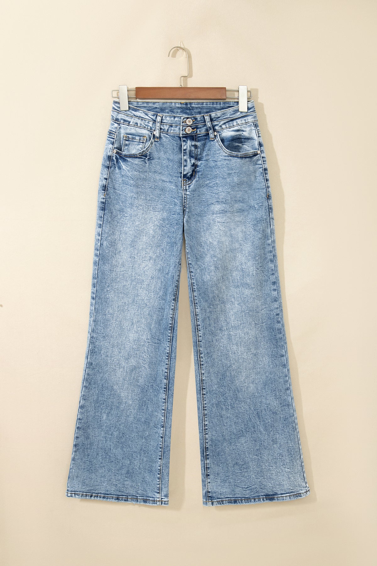 Acid Wash High Rise Flare Jeans