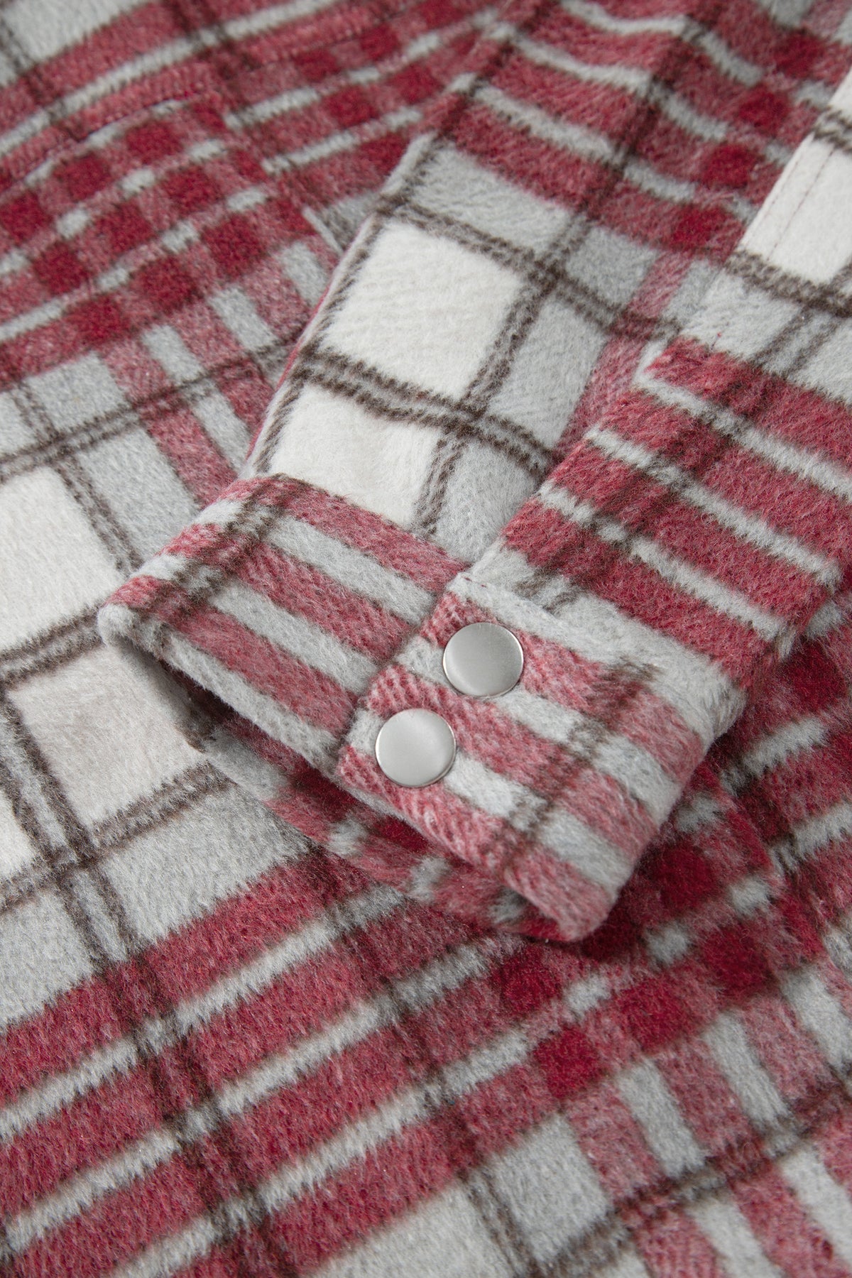 Red Plaid Flannel Button-Front Jacket