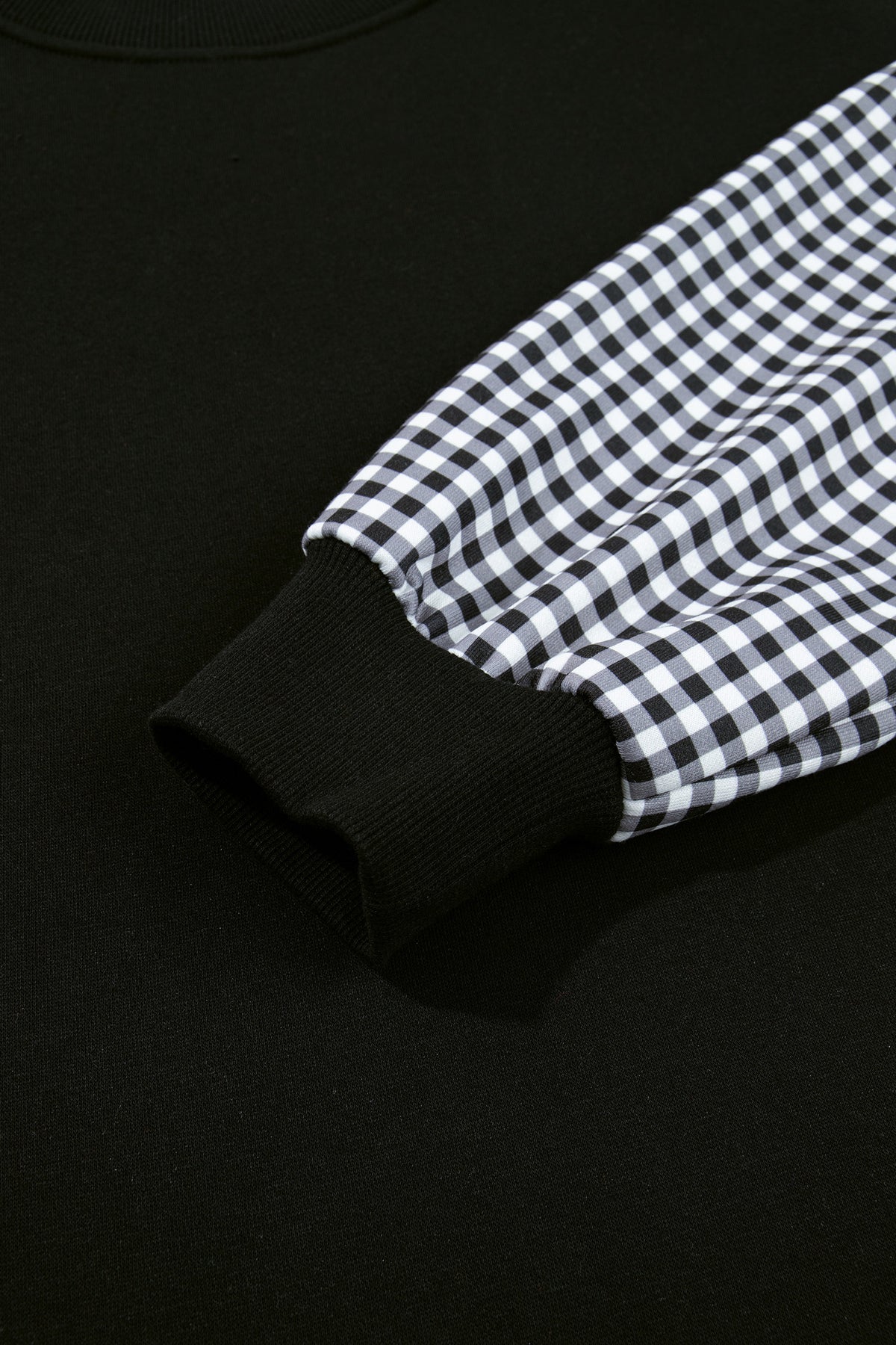 Plaid Sleeve Colorblock Tunic Sweatshirt