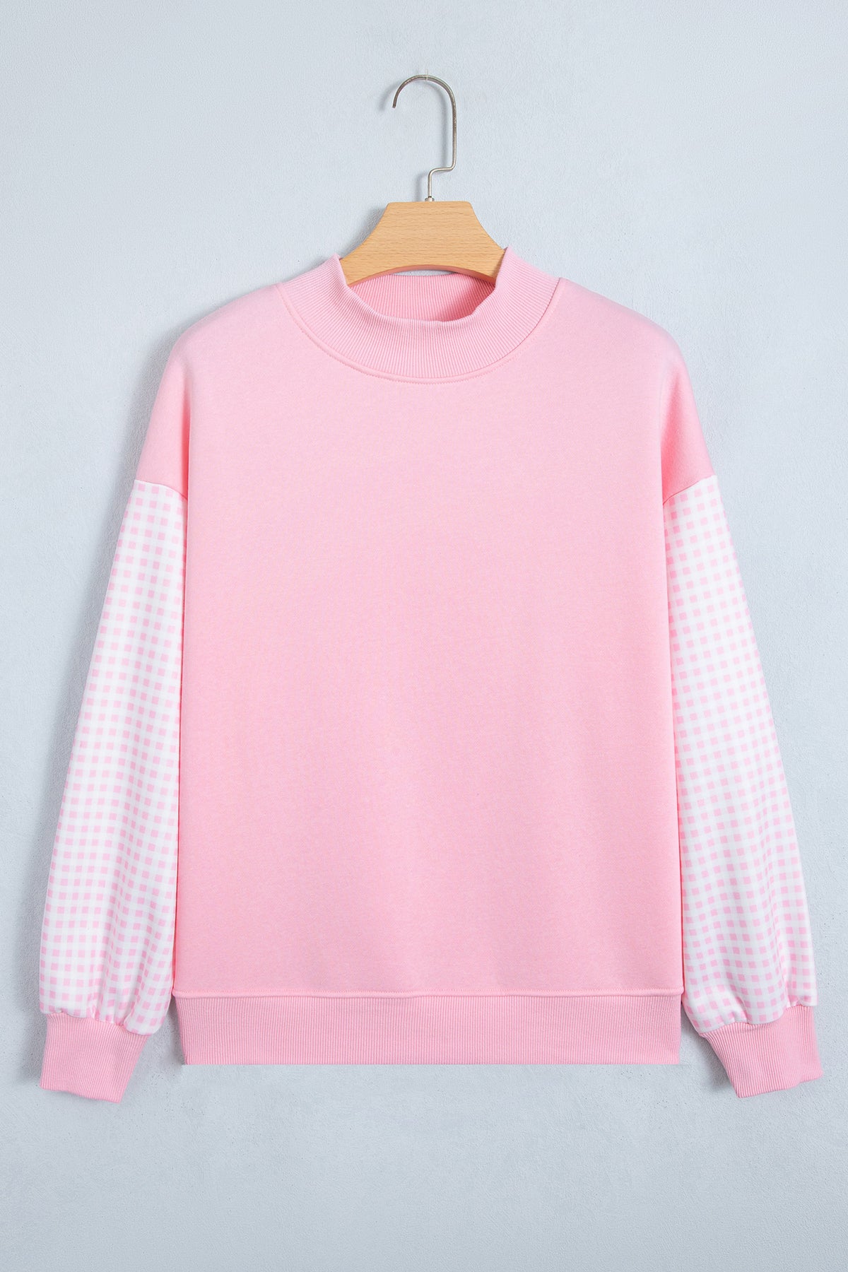Plaid Sleeve Colorblock Tunic Sweatshirt