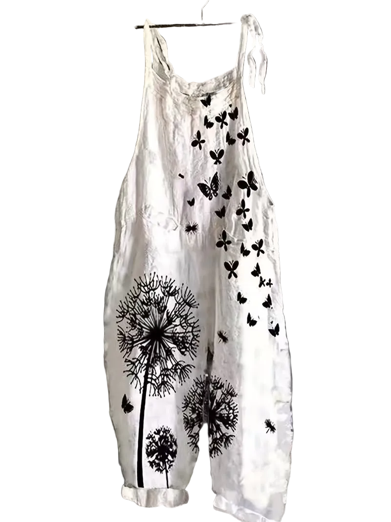 Women's Fun Print Wide-Leg Suspender Overalls