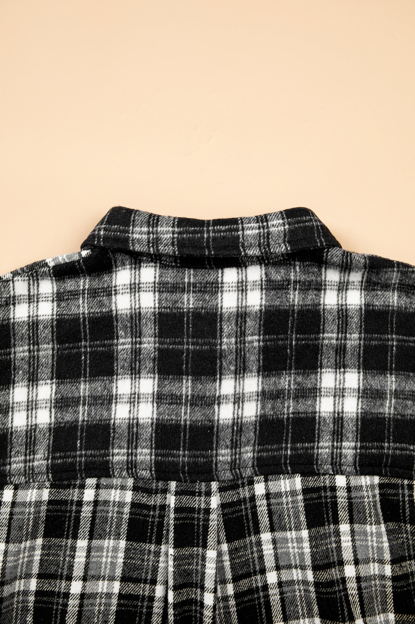 Black Plaid V-Neck Shirt Jacket | Plus Size Shacket 1X–4X