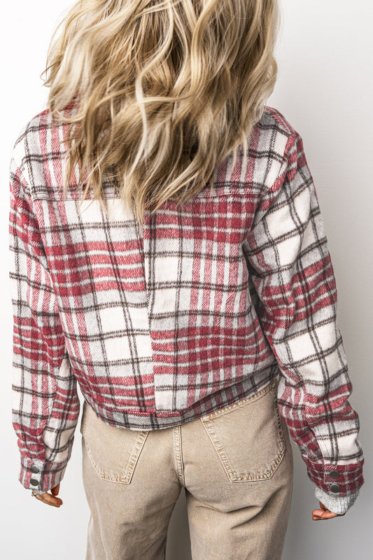 Red Plaid Flannel Button-Front Jacket