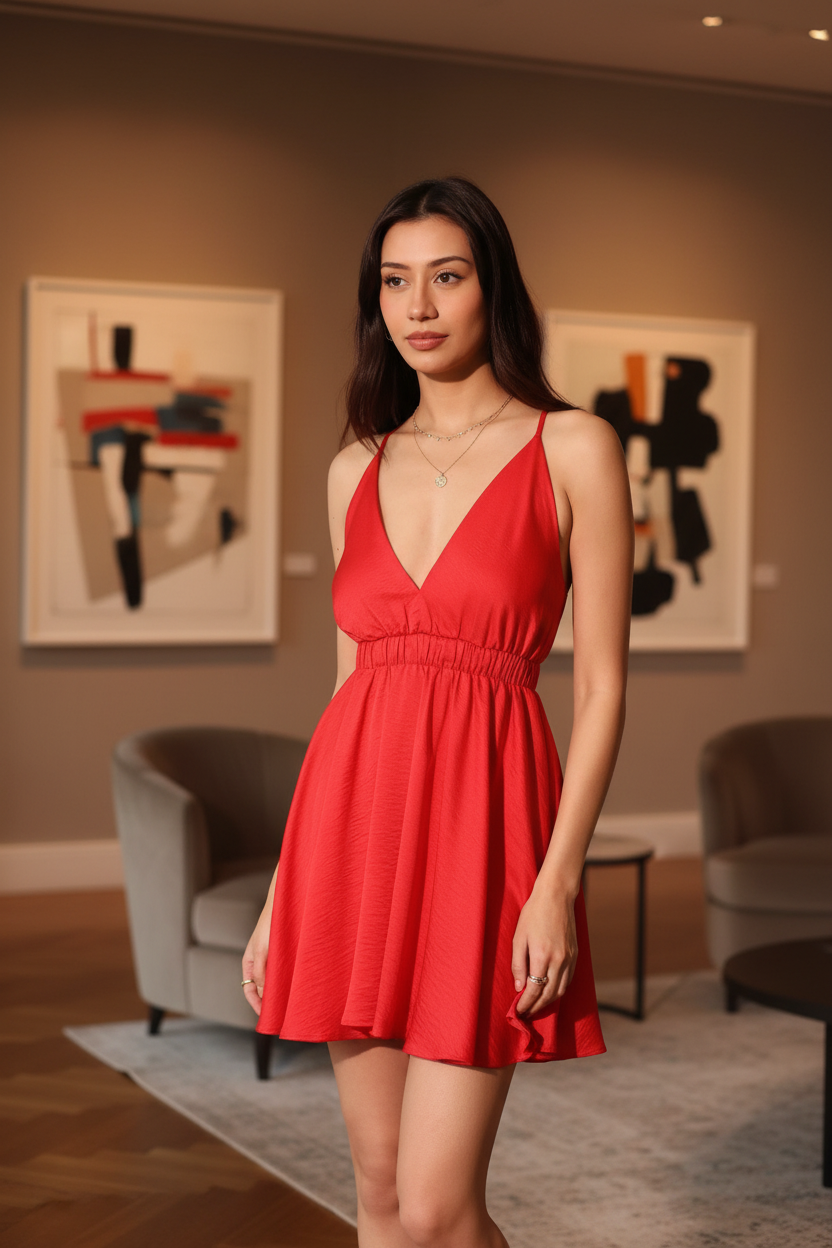 Satin Cami Skater Dress Indoor