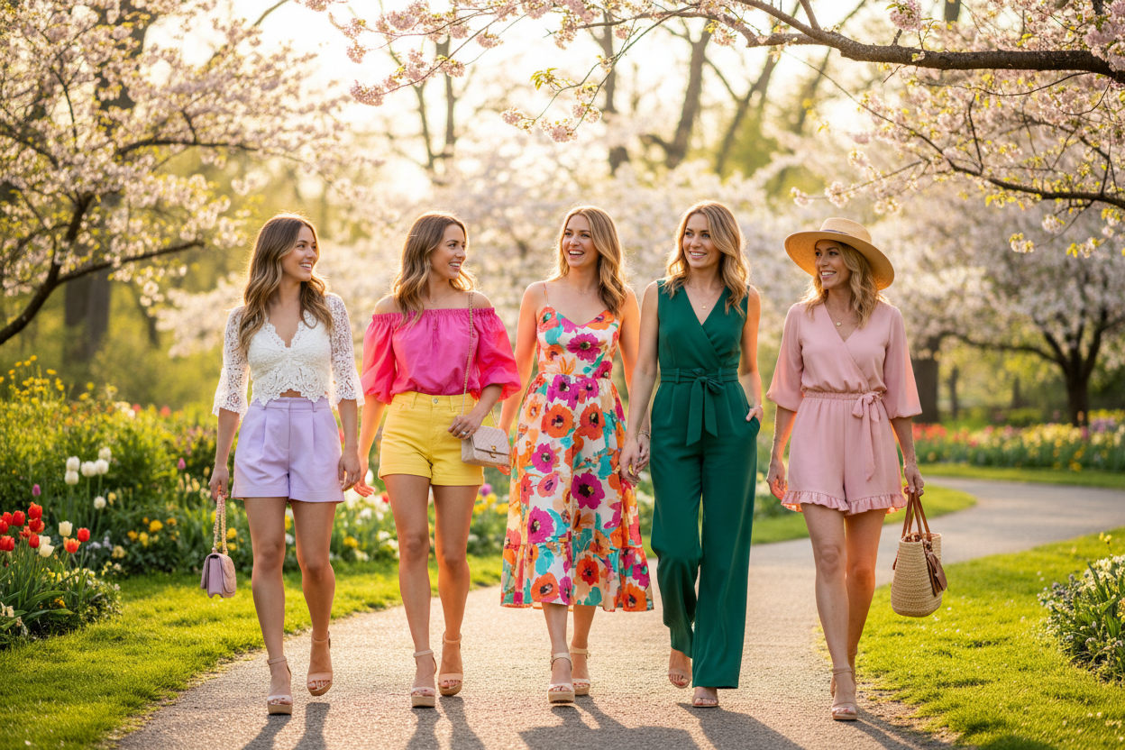 Spring Women's Fashion in the Park